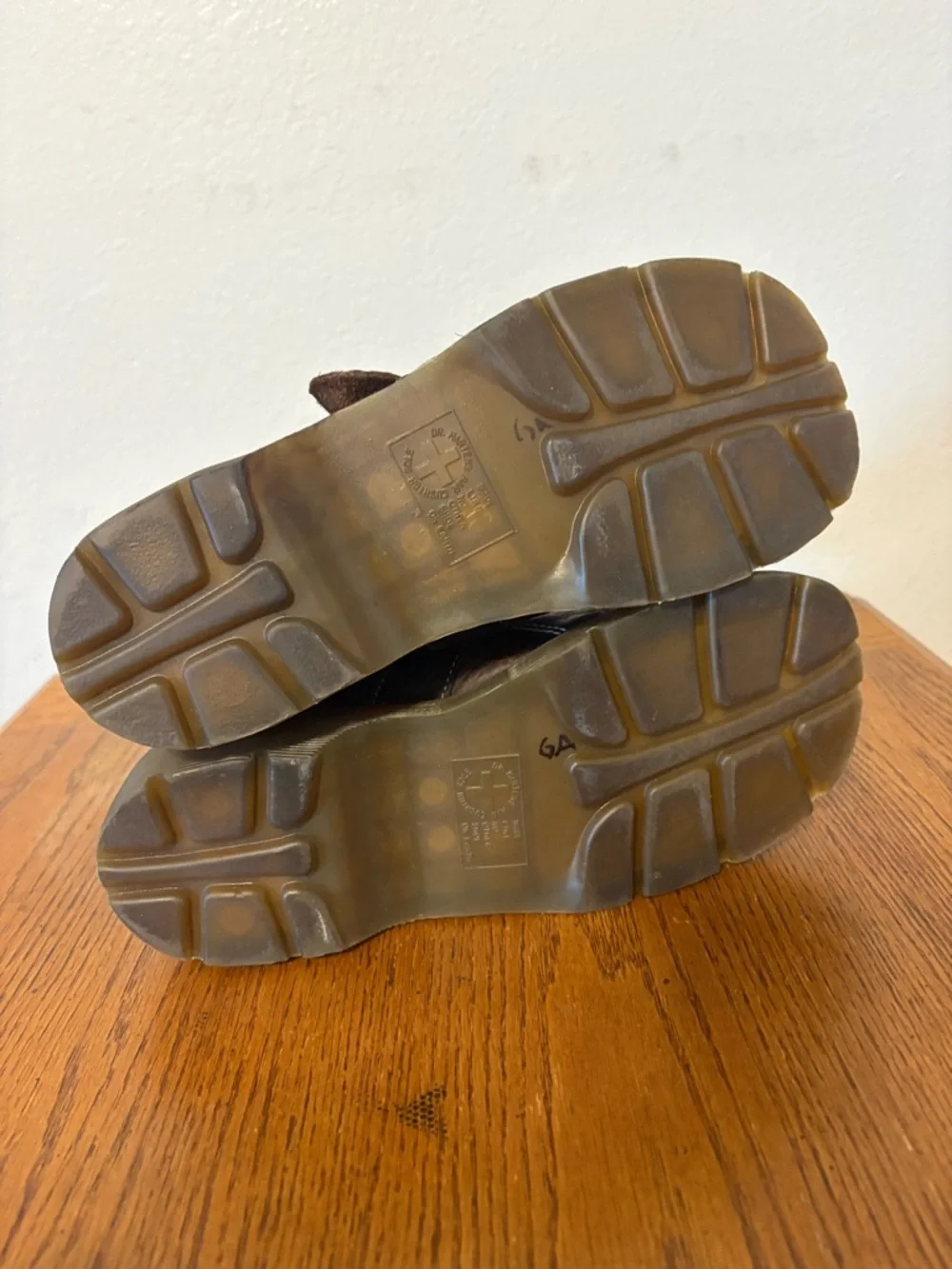 90s Vintage Chunky Doc Martens Brown Mary Jane Leather Buckle Clogs shoes EUR 39 - Picture 7 of 10